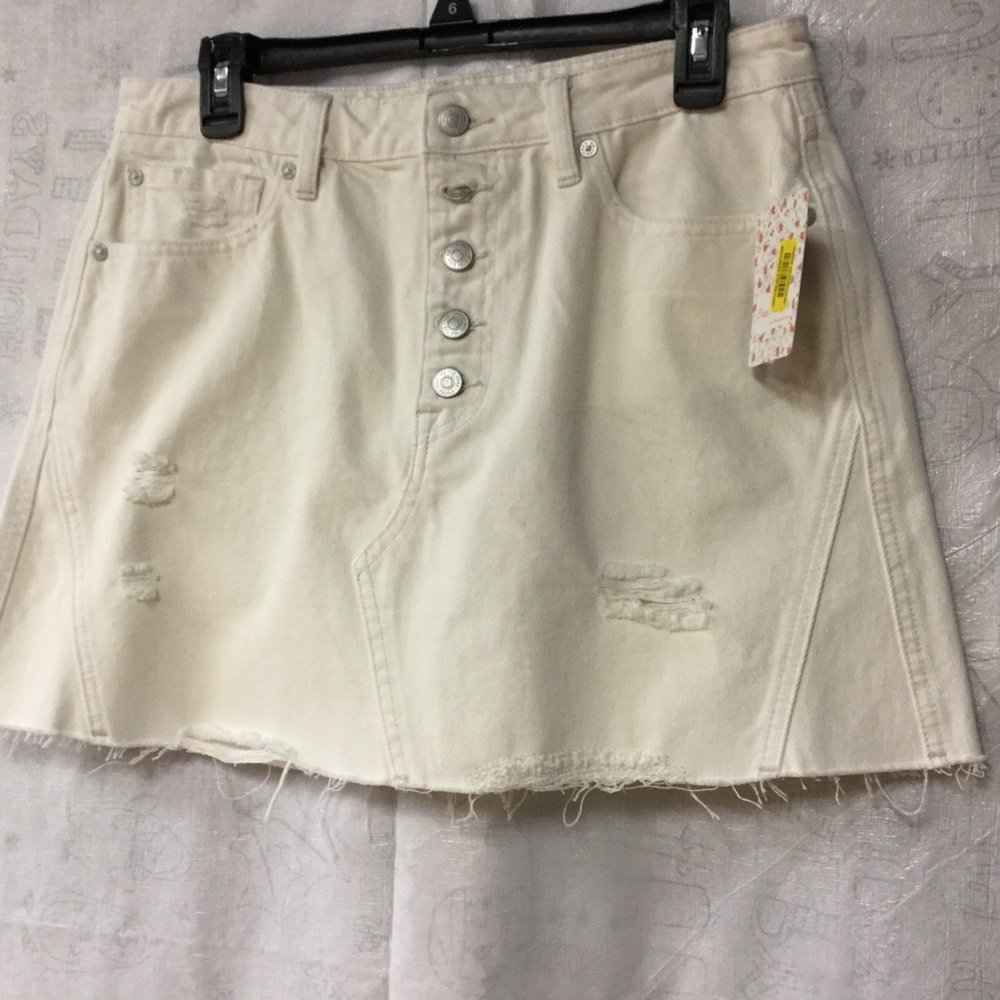 Free People Denim Skirt White 31 Mini Cotton - Picture 10 of 15
